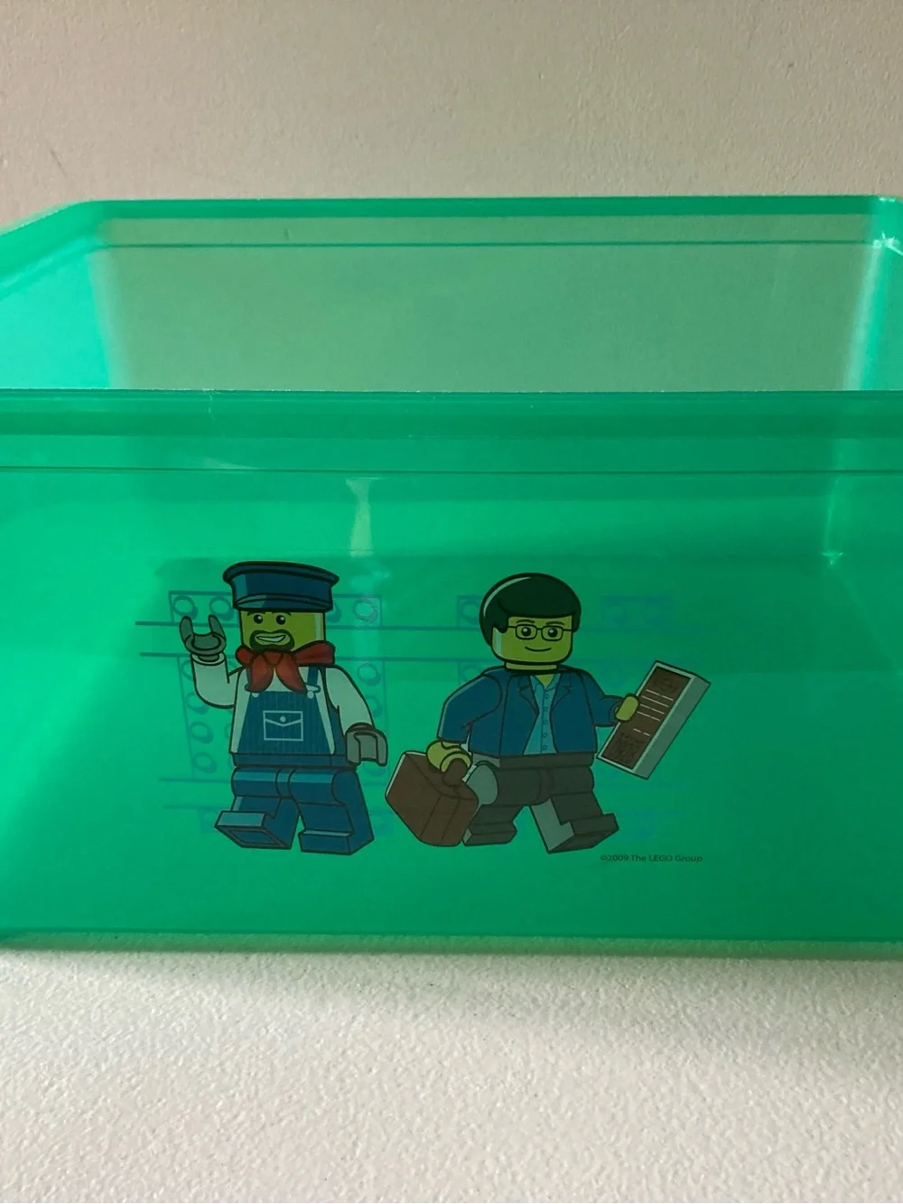 LEGO Mini figure Graphic Green Plastic Storage Bin 1 Compartment